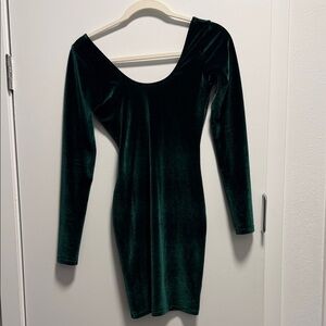 American Apparel Dark Green Velvet Mini Dress